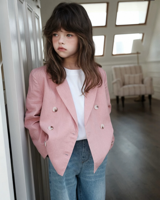 Blush Double-Breasted Blazer