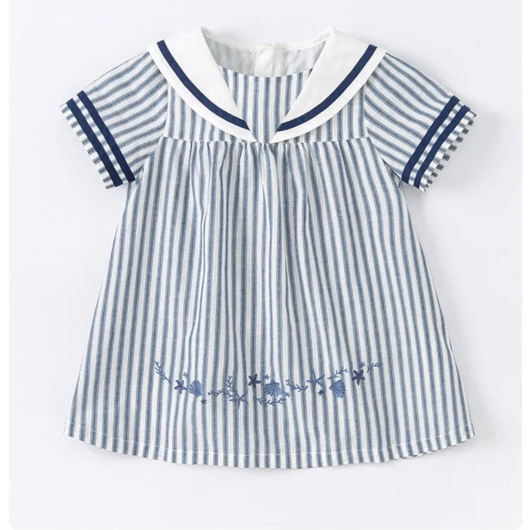 Bella Blue and White Striped Dress