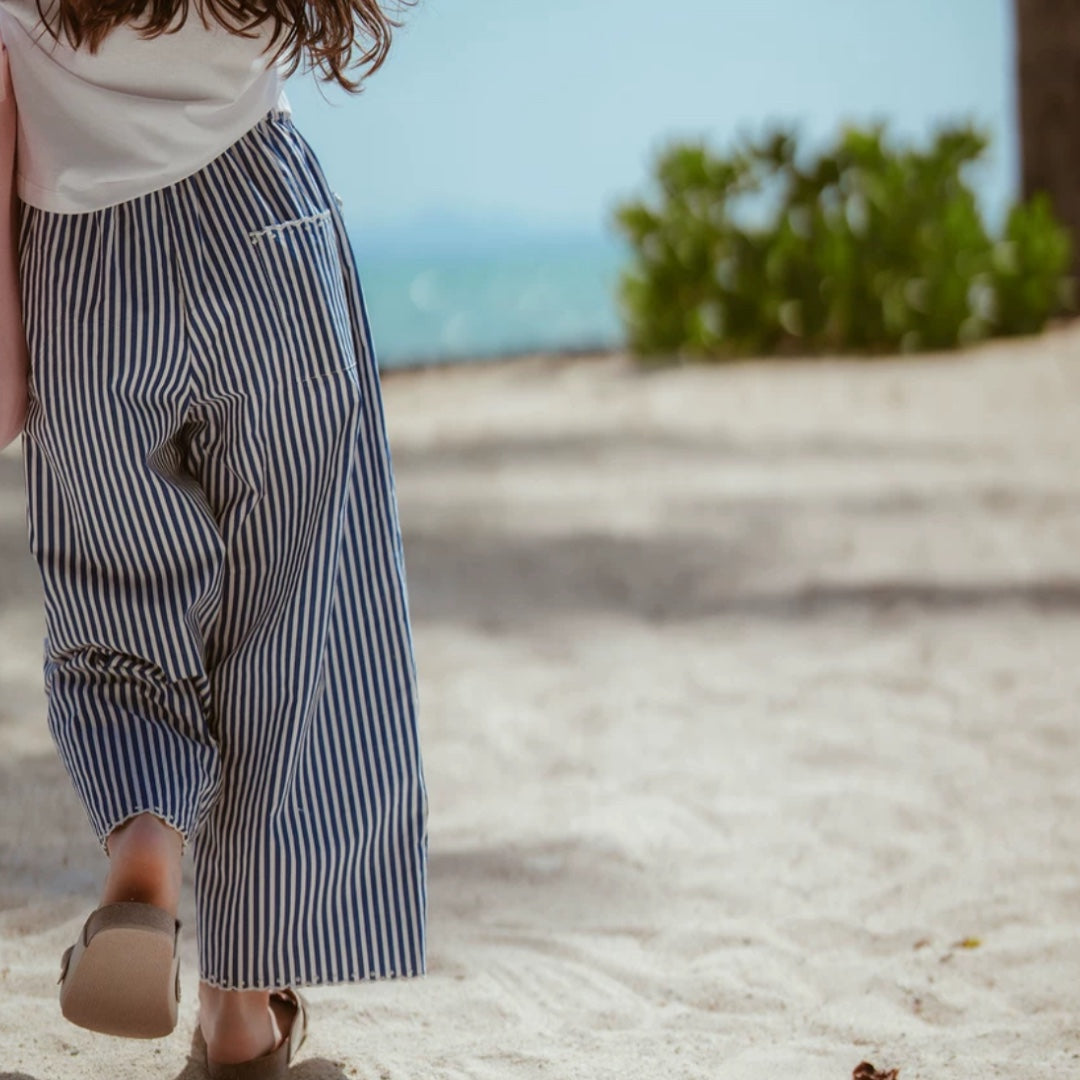 Nautical wide-striped legged pants