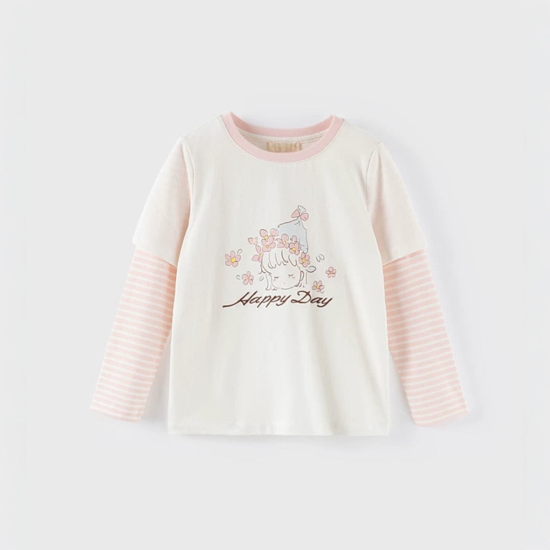 AWHDT- "Happy Day" Layered Long-Sleeve Top