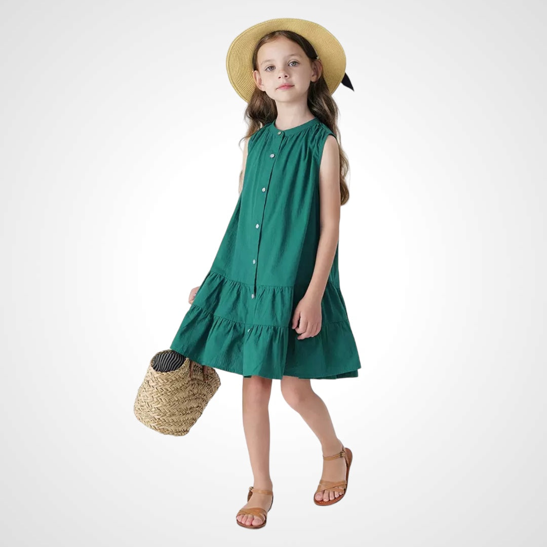 Emerald Tiered Button-Down Dress