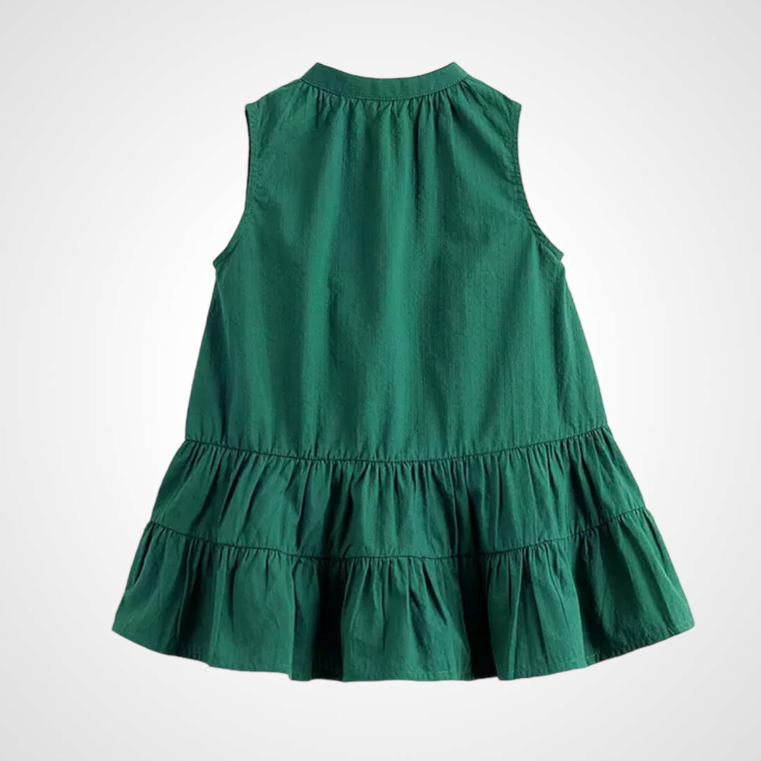 Emerald Tiered Button-Down Dress