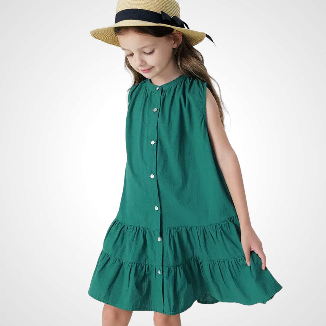 Emerald Tiered Button-Down Dress