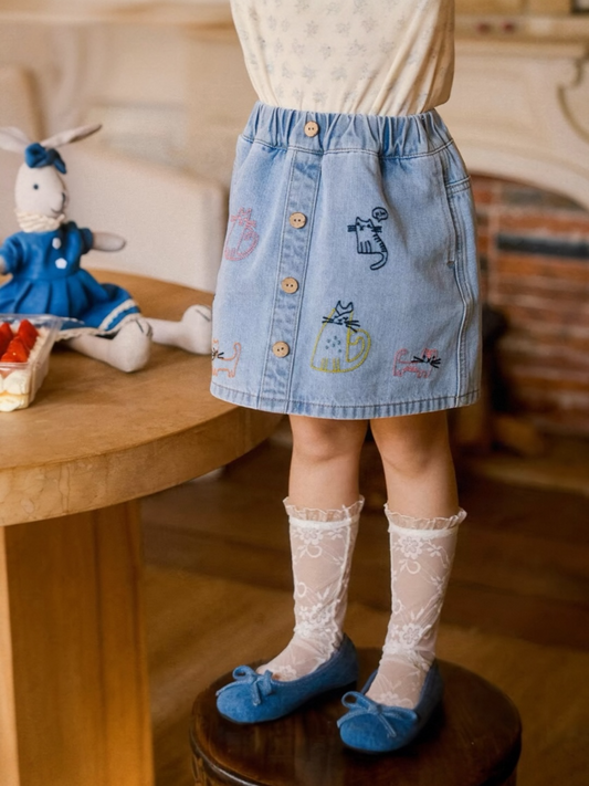 Whisker Denim Skirt