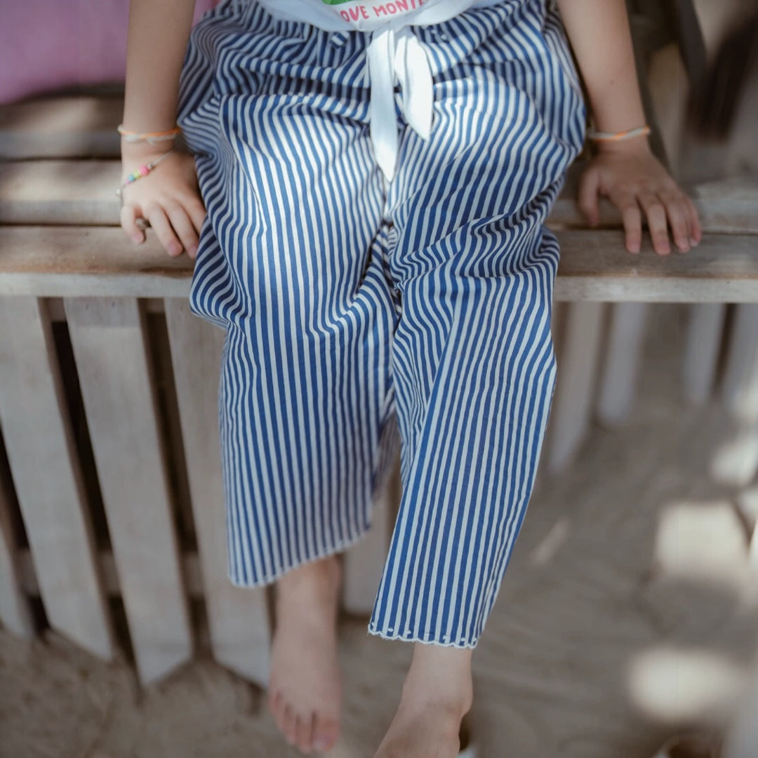 Nautical wide-striped legged pants