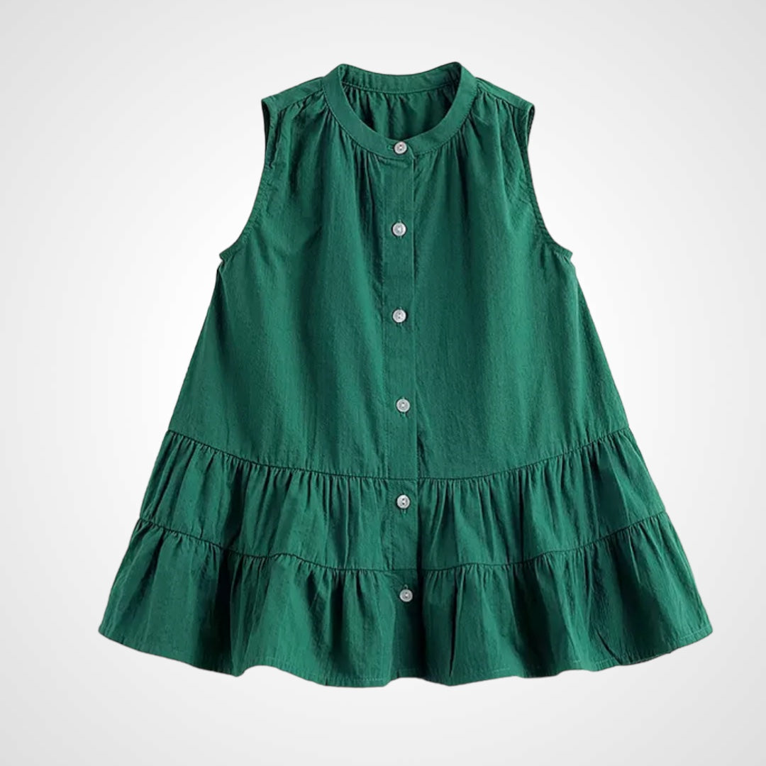 Emerald Tiered Button-Down Dress