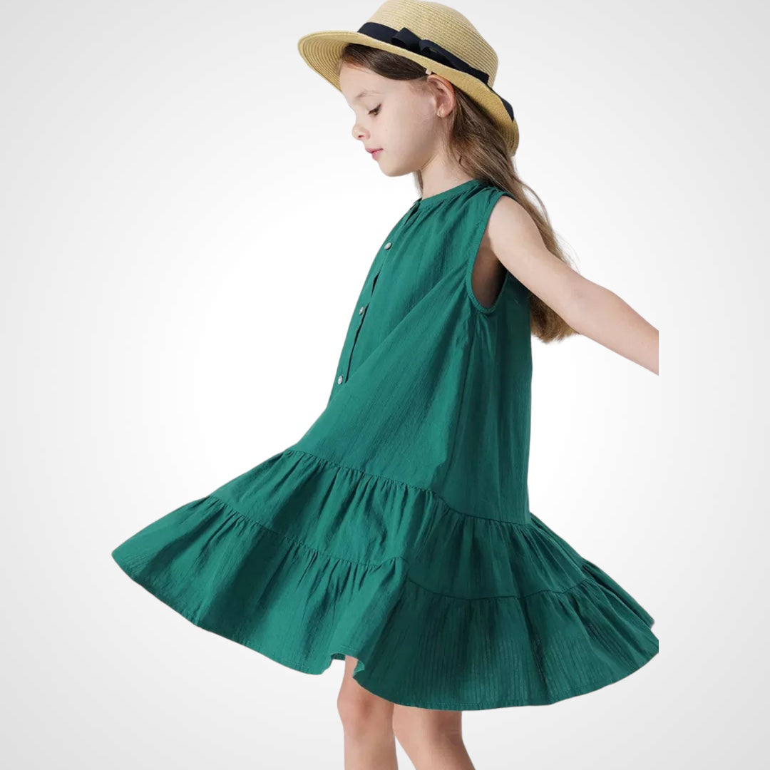 Emerald Tiered Button-Down Dress