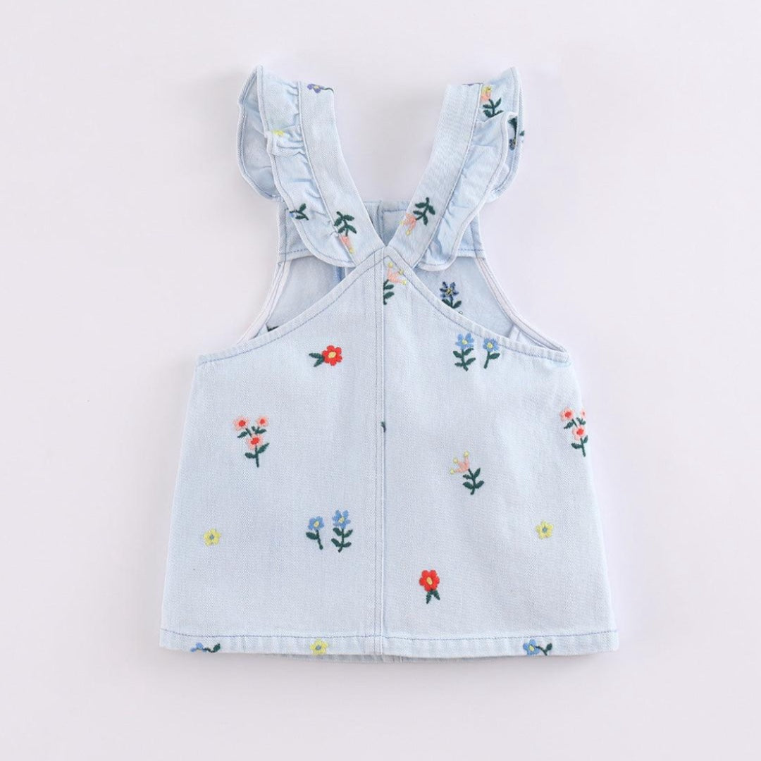 Floral Embroidered Denim Dress