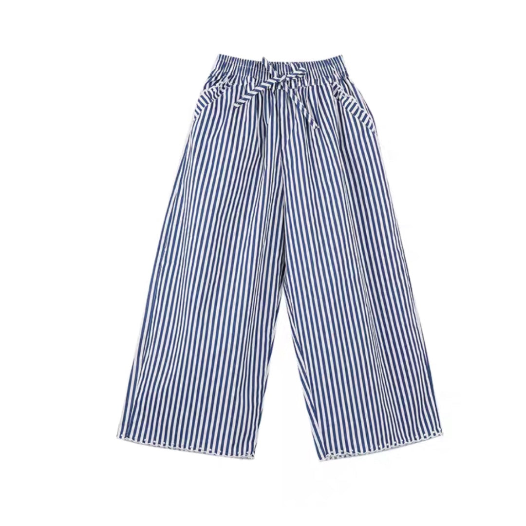 Nautical wide-striped legged pants